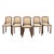 1930s French Art Deco Walnut Dining Chairs in Beige Stripe - Set of 6 For Sale
