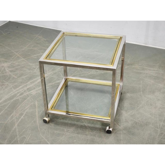 Italian Chrome, Brass and Glass Nesting Tables, 1970s, Set of 3 For Sale - Image 6 of 18