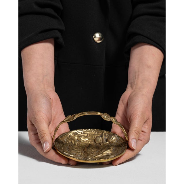 1960s Belgium Art Nouveau Brass Decorative Bowl For Sale - Image 10 of 15