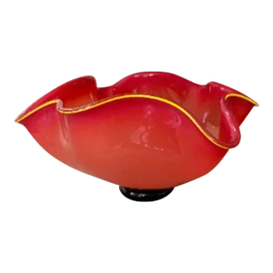 Corradetti Hand Blown Ruffled Edge Art Glass Bowl by Anthony Corradetti, Baltimore Maryland