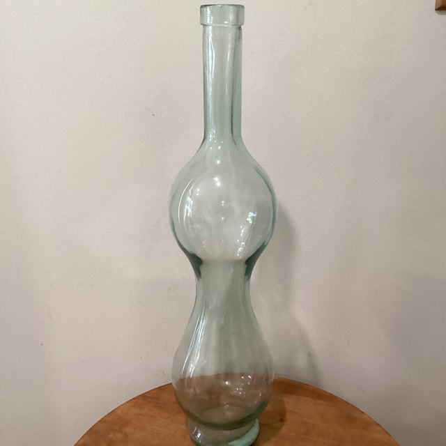 Vintage Large Blown Art Glass Green Bottle 3 Liter Sve Italy For Sale - Image 11 of 12