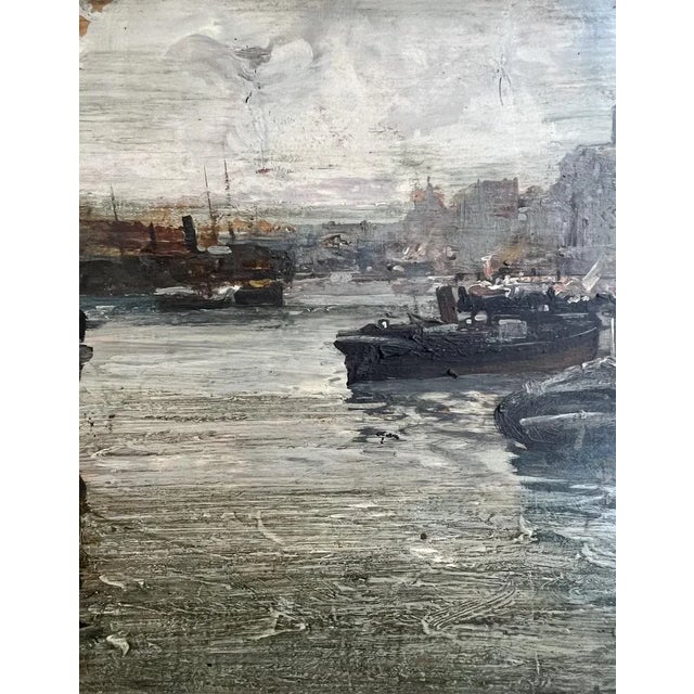 Ezelino Briante, Boats in the Port of Genoa, 1960s, Oil on Wood, Framed For Sale - Image 6 of 12