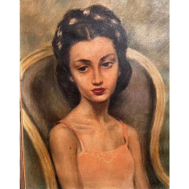 ”Little Ballerina” MCM Portrait Signed Oil Painting For Sale In Saint Louis - Image 6 of 12
