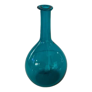 Vintage Free-Blown Turquoise Chestnut Form Flask