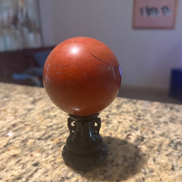 Mid-Century Modern Polished Red Jasper Decorative Mineral Sphere Without Stand For Sale - Image 3 of 5