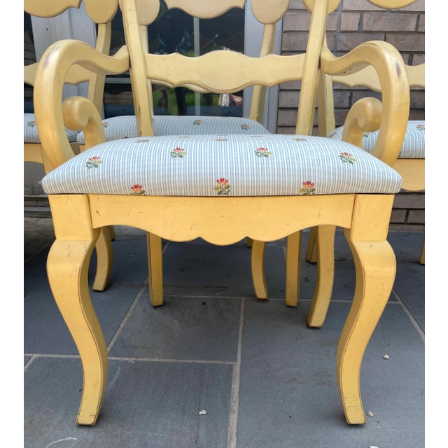 1980s Vintage Painted French Country Dining Chairs With Scalamandre Fabric - Set of 6 For Sale - Image 9 of 13
