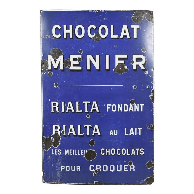 Paint Menier Chocolate Enameled Sheet Metal Plate For Sale - Image 7 of 7