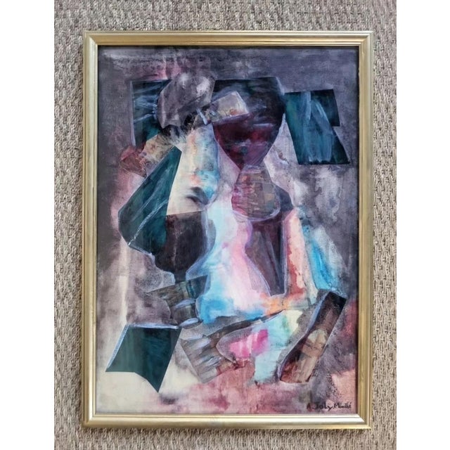 A Jolie-Monthé, Abstract Composition, 1970s, Canvas Painting, Framed For Sale - Image 3 of 3