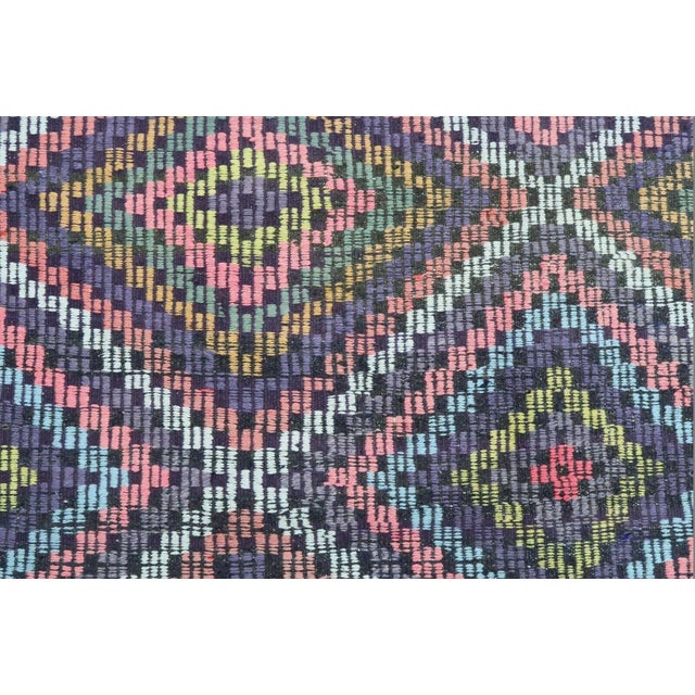 Diamond Designed Vintage Turkish Kilim Rug - 65"x110" For Sale - Image 10 of 13