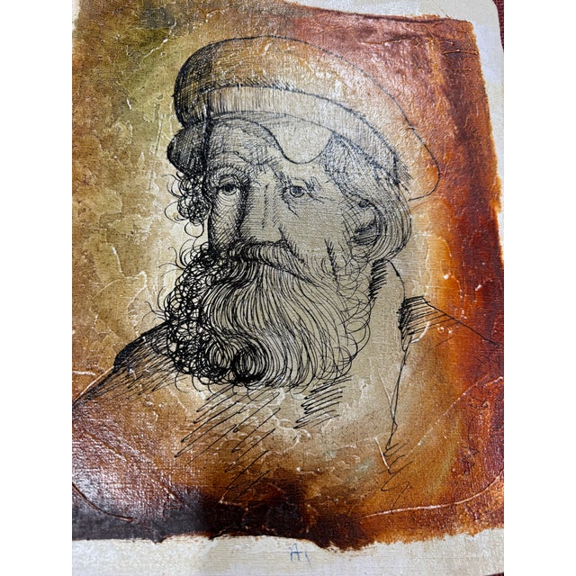 Portraiture Man With Beard Portrait-Vintage 1950s Painting For Sale - Image 3 of 3