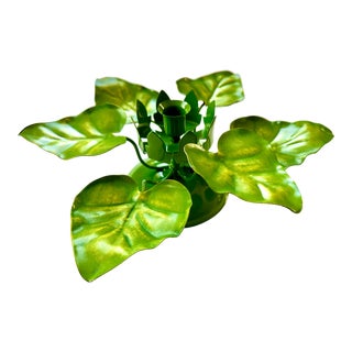 Vintage Green Leaf Candle Holder For Sale