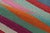 Vintage Peruvian Square Kilim, Vibrant Polychromatic Stripes - Rug & Kilim For Sale In New York - Image 6 of 7