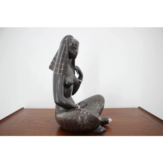 Mid-Century Modern Ceramic Lady Sculpture by Jitka Forejtova for Keramos, 1960s For Sale - Image 3 of 8