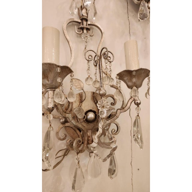 Early 20th Century Metal and Glass Sconces Maison Bagues Style - Set of 2 For Sale In Dallas - Image 6 of 7