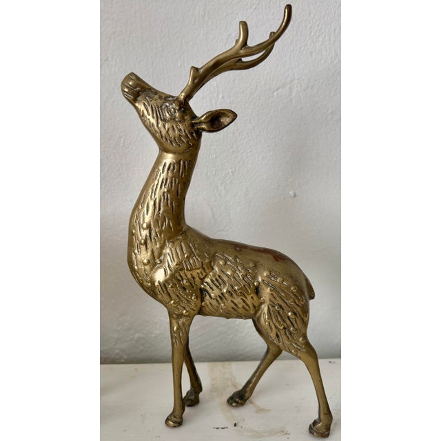 Solid Brass Deers, Pair For Sale - Image 4 of 7