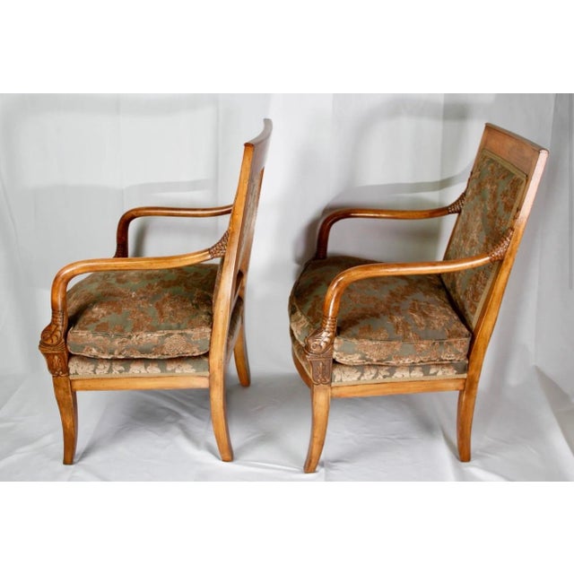 Mid 20th Century Pair of French Directoire Style Walnut Armchairs, Mid-20th Century For Sale - Image 5 of 10