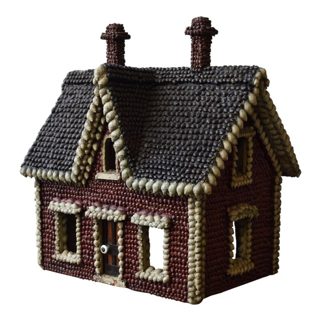Antique Folk Art Vernacular Farmhouse Polychrome Shell Model, Circa Early 20th Century For Sale