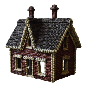 Antique Folk Art Vernacular Farmhouse Polychrome Shell Model, Circa Early 20th Century