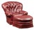 Vintage Tufted Leather Churchill Chair With Ottoman in Burgundy For Sale