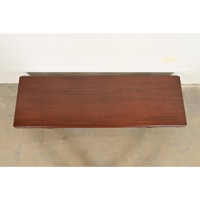 Wood Frank Lloyd Wright Taliesin Carved Mahogany Coffee Table or Bench, Newly Restored For Sale - Image 7 of 11