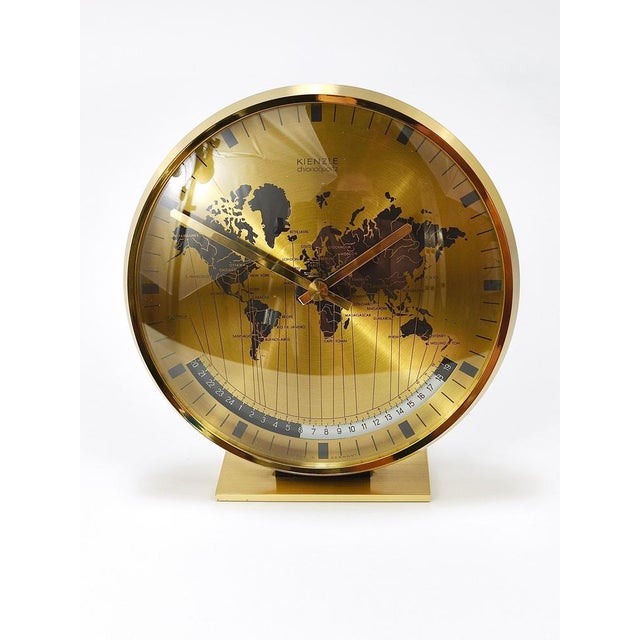 Mid-Century Brass Table Clock attributed to Wilhelm Kienzle, Germany, 1960s For Sale - Image 17 of 18