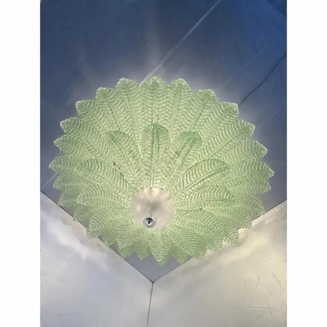 Impressive Murano Glass Sputnik Chandelier flush mount like mazzega zuccheri venini barovier style All leaves are in green...