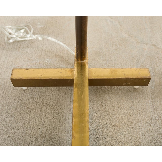 Pair of Midcentury Casella Patinated Brass Pharmacy Floor Lamps For Sale - Image 14 of 17