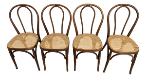 Vintage Dining Chairs with Bentwood Cane Seat, 1970s, Set of 4