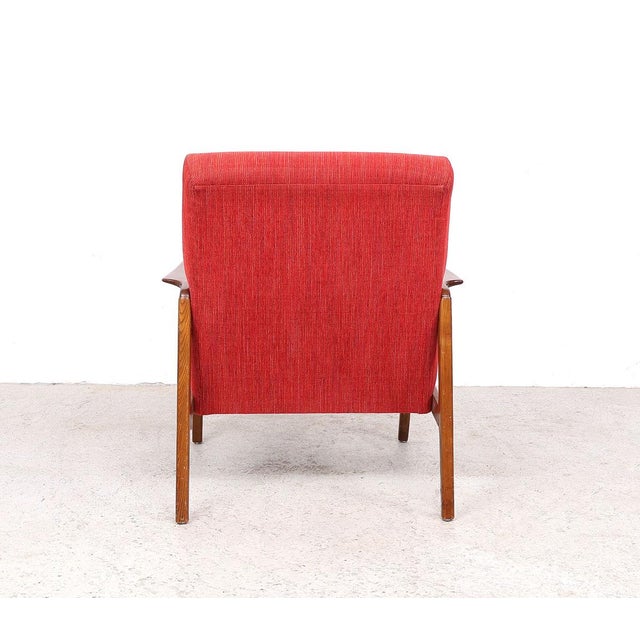 Wood Vintage Danish Wooden Armchairs with Coral Fabric, 1950s, Set of 2 For Sale - Image 7 of 13