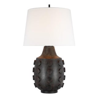 Thomas O'Brien by Visual Comfort Signature Orly Large Table Lamp in Garden Bronze with Linen Shade For Sale