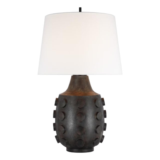 Thomas O'Brien by Visual Comfort Signature Orly Large Table Lamp in Garden Bronze with Linen Shade For Sale