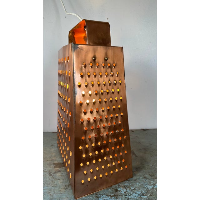 1980 Large Vintage Curtis Jere Cheese Grater Pendant Light in Copper