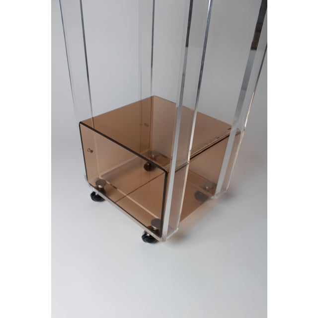 Tan Vintage Acrylic Glass Trolley, 1970s For Sale - Image 8 of 9