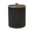 A porcelain vanity bathroom vessel box in a matte dark charcoal grey and 24kt gold accent, made exclusively for Fortuny of...