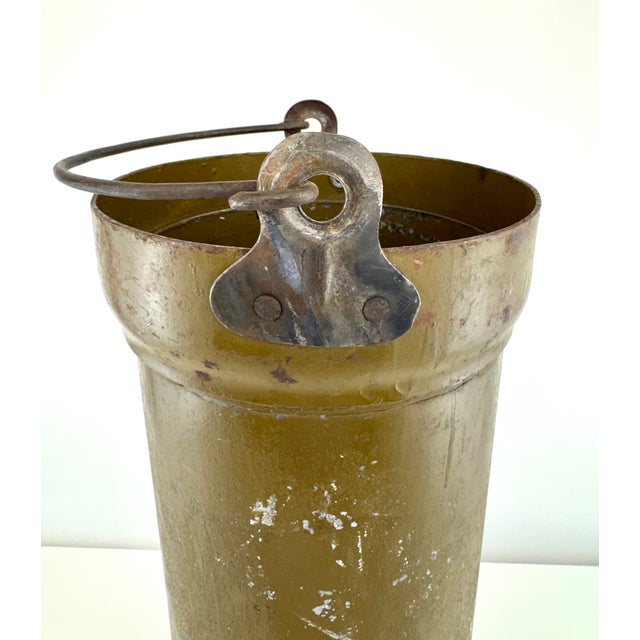 Vintage Soviet Military Steel Utility Canister Industrial Umbrella Stand For Sale - Image 4 of 12