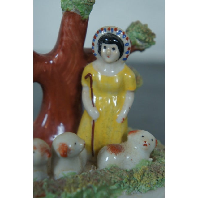 Antique Mid 19th Century Dudson English Staffordshire Pearlware Bocage Shepherd Figures - Set of 2 For Sale - Image 10 of 13