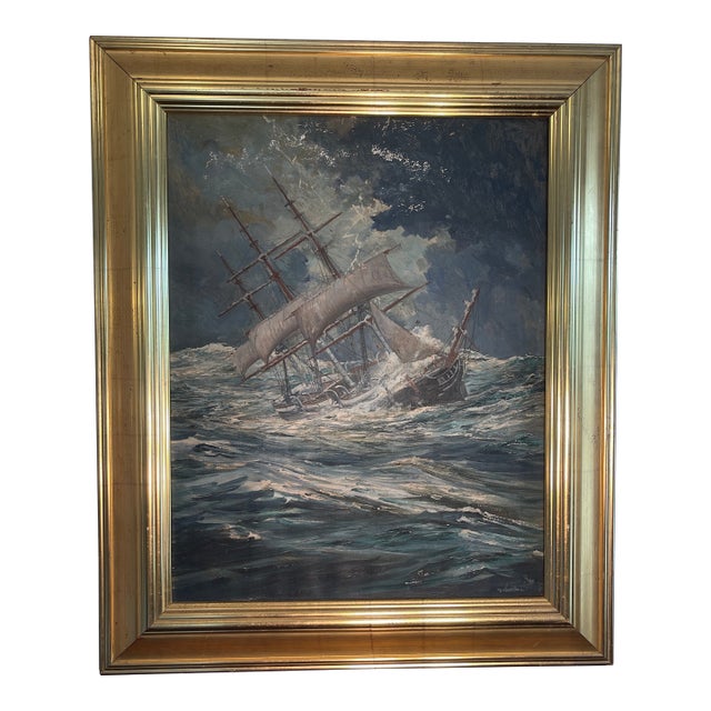 Franklin Dillon Briscoe, American 1844 - 1903, Attributed, Student of Edward Moran, Late 19th Century Maritime Storm Seascape For Sale