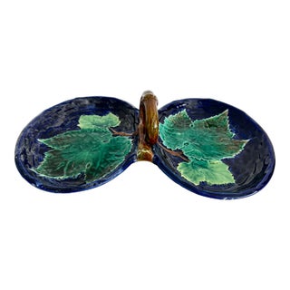 Antique 19th C George Jones & Sons English Majolica Divided Serving Dish For Sale