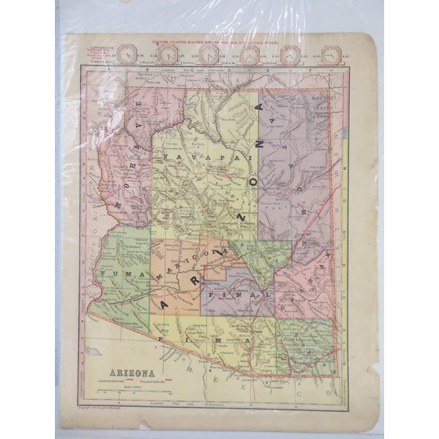 Paper Antique 19th Century Map Lot of 4 ~ Arizona, Louisiana, New York ~ Pre-Statehood For Sale - Image 7 of 14