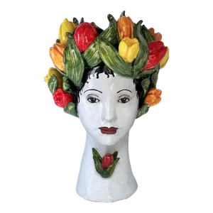 Donatello Collection Tuscan Ceramic Head Vase, Tulips