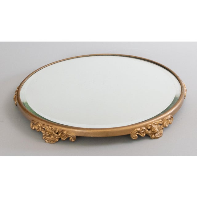 Glass Antique French Gilt Beveled Mirror Plateau Tray For Sale - Image 7 of 7