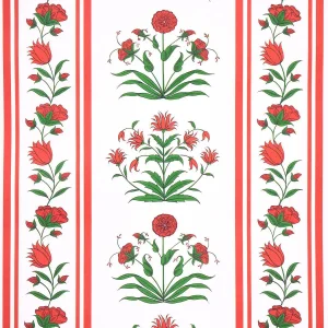 Sample - Schumacher x Marie-Anne Oudejans Poppy Stripes Wallpaper in Red