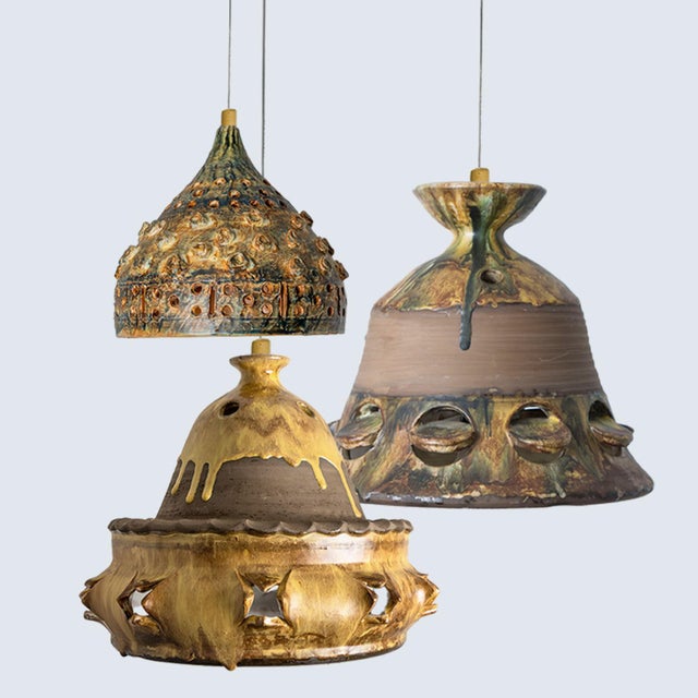 Brown Green Ceramic Pendant Light, Denmark, 1970 For Sale - Image 18 of 18