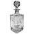 Elegant vintage square body cut lead crystal decanter with faceted ball stopper..Unmarked. Measures 10.25" high x 3.75"...