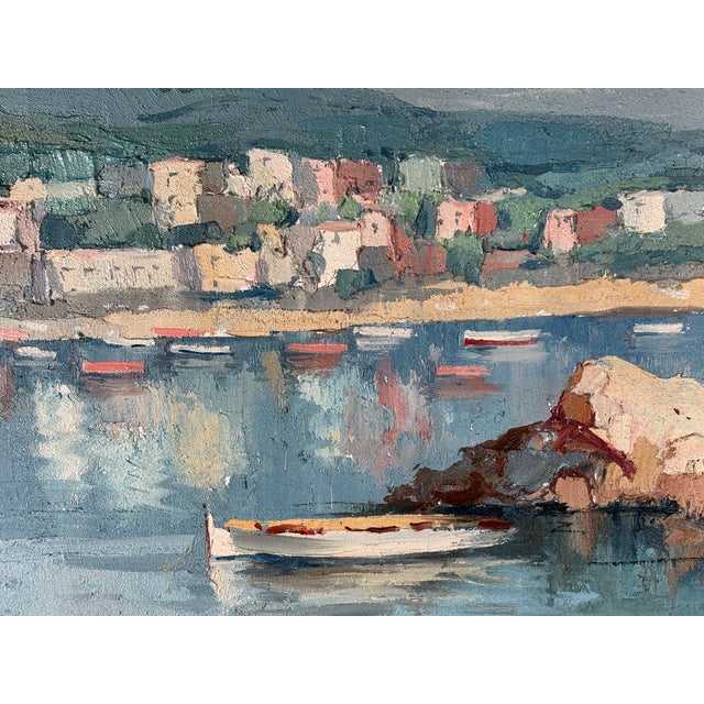 Mid 20th Century Boats in a Mediterranean Harbor by L. Santin For Sale In Washington DC - Image 6 of 7