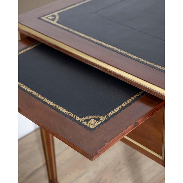 19th Century Louis XVI–Style Mahogany Double-Sided Desk with Leather Top For Sale - Image 12 of 13