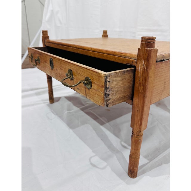 19th Century Antique Scrubbed English Pine Foot Stool Side Table For Sale - Image 5 of 8