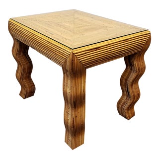 Vivai Del Sud Rattan Side Table, Italy, 1970s For Sale
