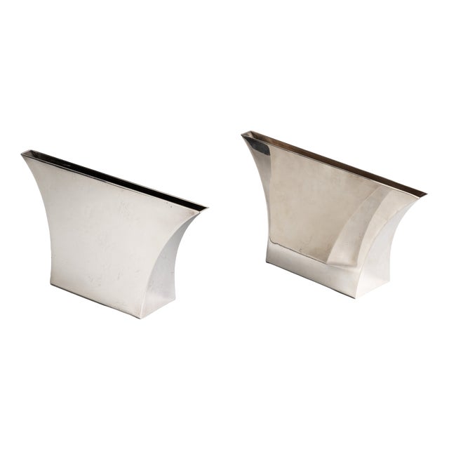 Persepoli Vases in Silver-Plated Metal by Lino Sabattini, 1970s, Set of 2 For Sale