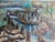 Figurative Meyer Greenberg "Houseboat" Modern Maritime Scene Mixed-Media Painting on Paper Circa 1940s For Sale - Image 3 of 4
